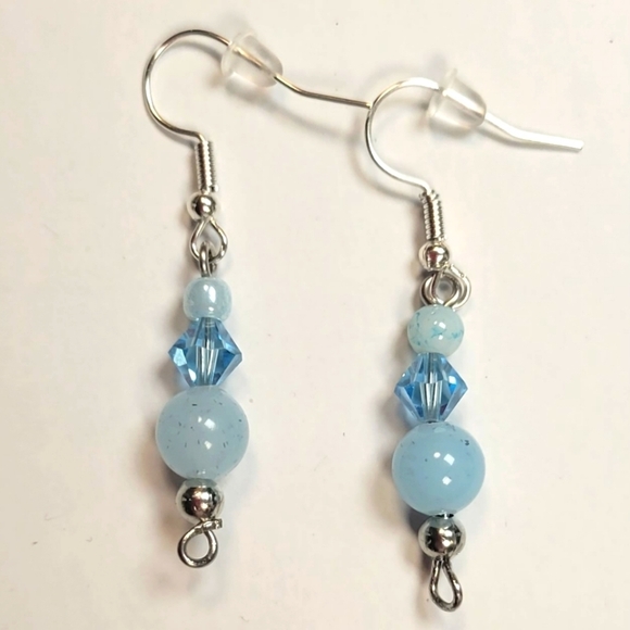 Glass bead hook drop pierced earrings - Picture 1 of 4